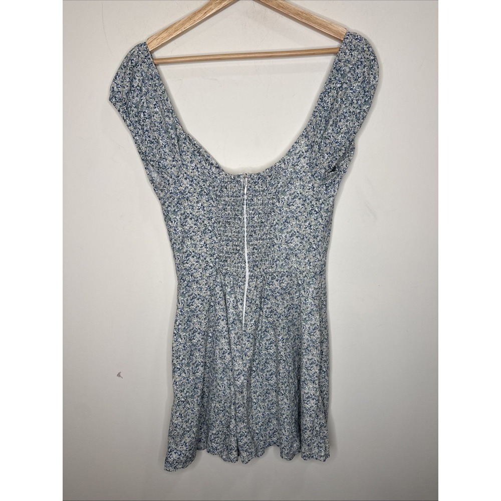 Abercrombie & Fitch Babydoll Ditsy Floral Mini Dress S Knot Front Linen Cottage - Picture 3 of 7